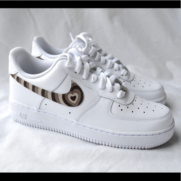 Brown Hearts Air Force 1 Shoes